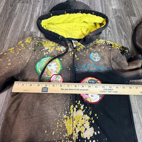 Ed Hardy Tattoo Art Hoodie S Dragon Geisha Tiger Love Kills Spray Zip Jacket - Picture 14 of 15